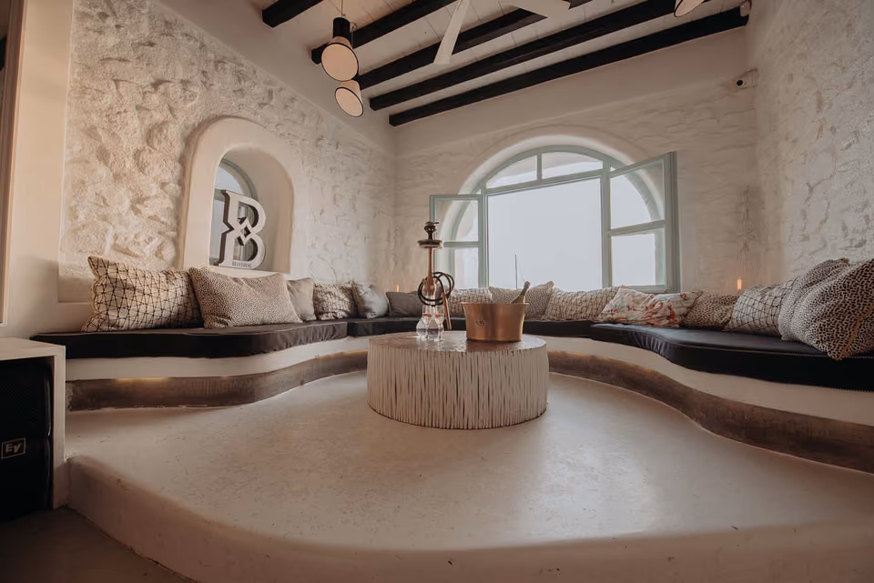 Bao's Cocktail Bar by the sea in Little Venice, Mykonos