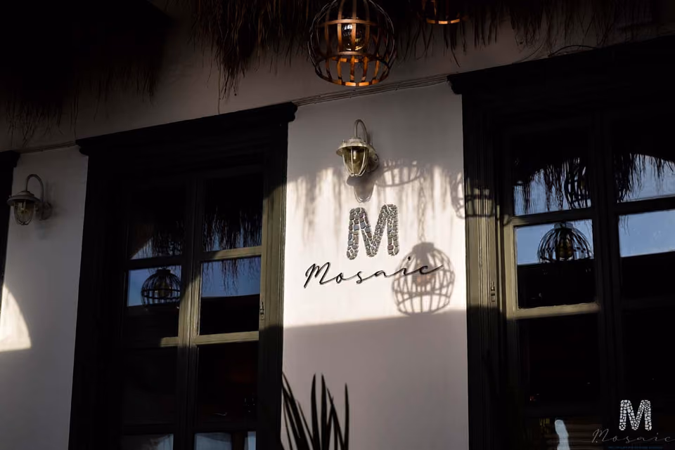 Mosaic of Mykonos, a modern Greek taverna on Manto Mavrogenous Square