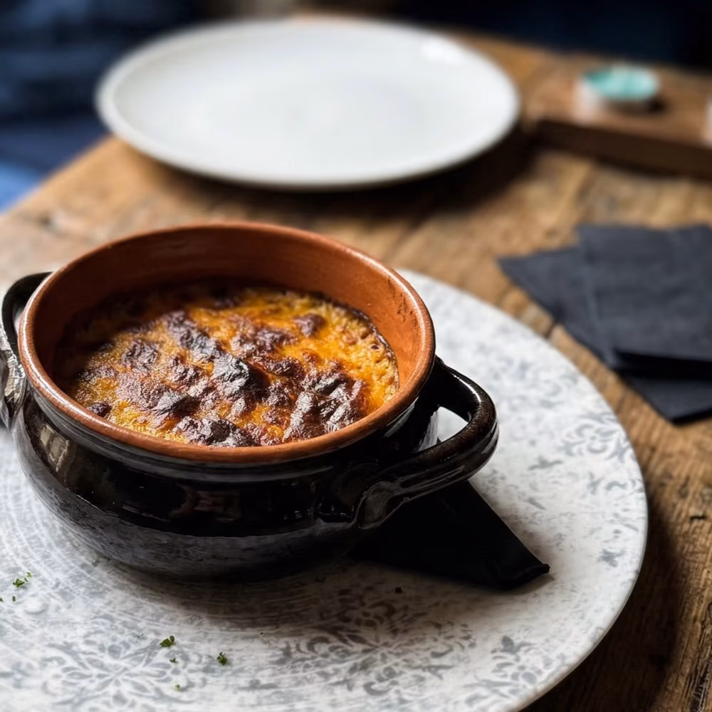 The Greek Mousaka — smoked eggplant, veal-tail ragout, béchamel