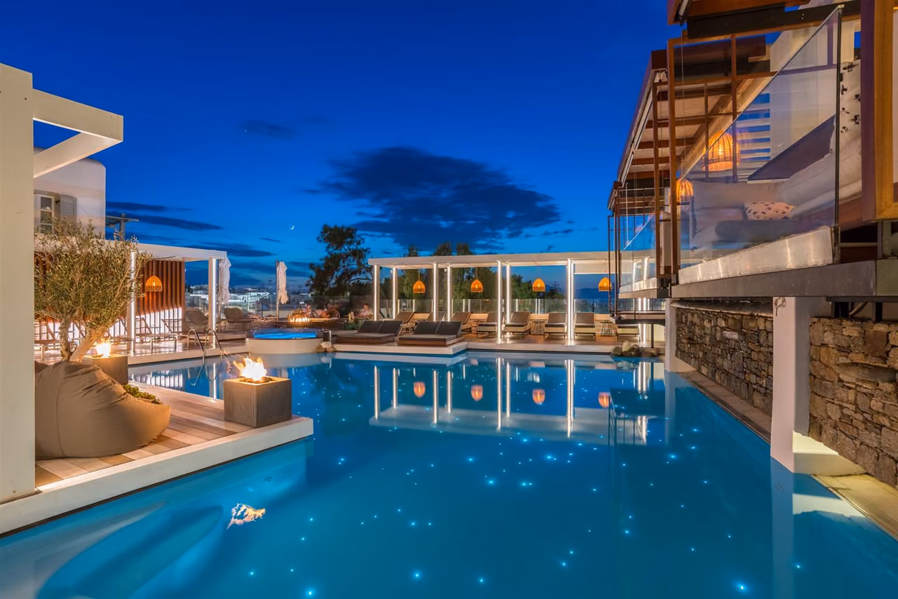 Krama star-lit pool glowing at night